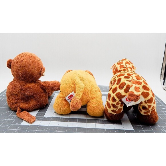 Ty Pluffies Tylux Giraffe Loin Monkey Beanbag Terry Plush Stuffed Animal Lot 3 - Picture 3 of 12